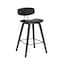 Armen Living Fox 28.5" Bar Height Black Faux Leather and Black Wood Mid-Century Modern Bar Stool LCFOBABLBL30 - alternate 1